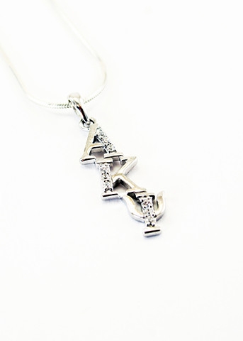 Kappa Kappa Gamma Sterling Silver Lavaliere Pendant with Simulated diamonds 