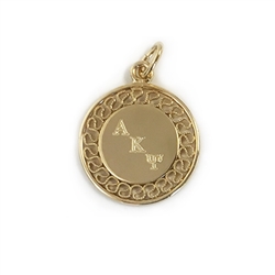 Gold Filigree Charm with Engraved Letters